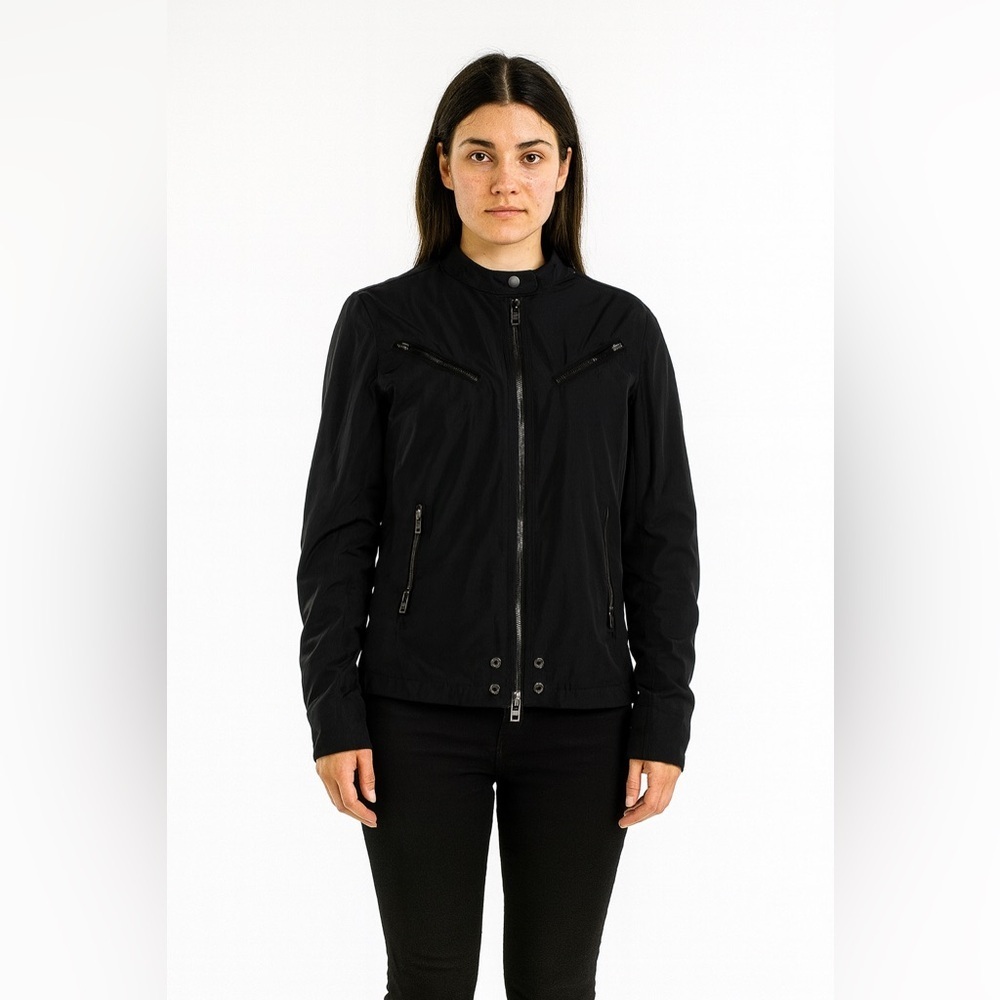 DIESEL Black Biker Jacket with Leather Details Size Small